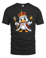 King Duck Cartoon Royal Graphic T-Shirt - black t-shirt on white background