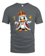 King Duck Cartoon Royal Graphic T-Shirt - gray t-shirt on white background