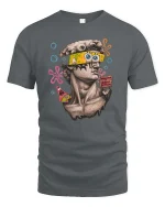 Pop Art Statue Parody Graphic T-Shirt - gray t-shirt on white background