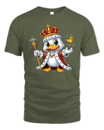 King Duck Cartoon Royal Graphic T-Shirt - military green t-shirt on white background