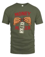 Money Maker Cash Graphic T-Shirt - military green t-shirt on white background