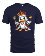 King Duck Cartoon Royal Graphic T-Shirt - navy t-shirt on white background