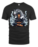Meditating Warrior Tiger T-Shirt Zen Spirit Animal Art Tee - black t-shirt on white background