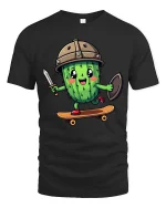 Funny Cactus Viking T-Shirt Cute Cactus Warrior Graphic - black t-shirt on white background