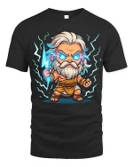 Cute Zeus Lightning T-Shirt Greek God Cartoon Thunder Tee - black t-shirt on white background