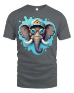 Cool Elephant Sunglasses T-Shirt Funny Elephant Graphic Tee - gray t-shirt on white background