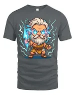 Cute Zeus Lightning T-Shirt Greek God Cartoon Thunder Tee - gray t-shirt on white background