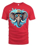 Cool Elephant Sunglasses T-Shirt Funny Elephant Graphic Tee - red t-shirt on white background