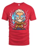 Cute Zeus Lightning T-Shirt Greek God Cartoon Thunder Tee - red t-shirt on white background