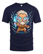 Cute Zeus Lightning T-Shirt Greek God Cartoon Thunder Tee - navy t-shirt on white background