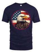 American Eagle Flag T-Shirt Patriotic USA Eagle Graphic - navy t-shirt on white background