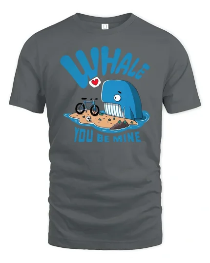 Whale You Be Mine Funny Whale Graphic T-Shirt Cute Pun Tee - gray t-shirt on white background