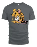 Time Flies Funny Mouse Graphic T-Shirt Cute Humor Cartoon Tee - gray t-shirt on white background
