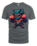 Funny Demon Boxer Graphic T-Shirt Cute Monster Boxing Tee - gray t-shirt on white background