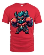 Funny Demon Boxer Graphic T-Shirt Cute Monster Boxing Tee - red t-shirt on white background