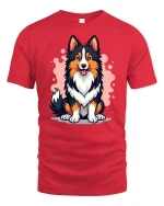 Cute Border Collie Dog Graphic T-Shirt Pet Lover Puppy Tee - red t-shirt on white background