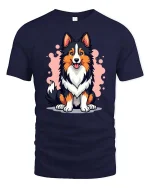 Cute Border Collie Dog Graphic T-Shirt Pet Lover Puppy Tee - navy t-shirt on white background