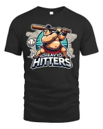 Heavy Hitters Funny Baseball Power Hitter Graphic T-Shirt - black t-shirt on white background