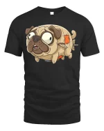 Funny Frankenpug Cartoon Graphic T-Shirt Cute Pug Tee - black t-shirt on white background