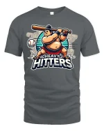 Heavy Hitters Funny Baseball Power Hitter Graphic T-Shirt - gray t-shirt on white background