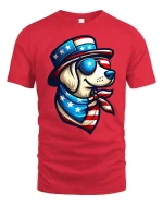 Patriotic Dog USA Flag Graphic T-Shirt American Dog Tee - red t-shirt on white background