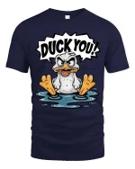 Duck You Funny Angry Duck Graphic T-Shirt Humor Cartoon Tee - navy t-shirt on white background