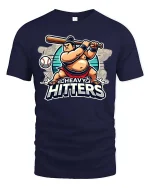 Heavy Hitters Funny Baseball Power Hitter Graphic T-Shirt - navy t-shirt on white background