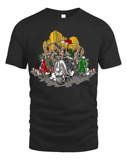 Vintage Scooter Riders T-Shirt Urban Street Vespa Style - black t-shirt on white background