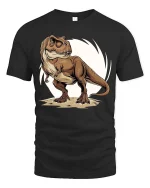 T-Rex Dinosaur T-Shirt Cool Jurassic Dino Graphic Tee - black t-shirt on white background