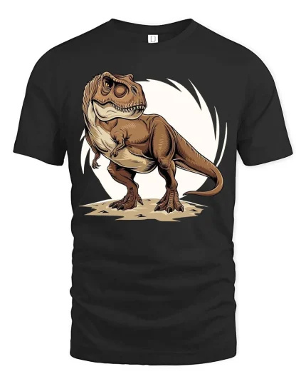 T-Rex Dinosaur T-Shirt Cool Jurassic Dino Graphic Tee - black t-shirt on white background