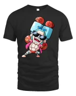 Funny Boxer Cartoon T-Shirt Cool Fighting Character Tee - black t-shirt on white background