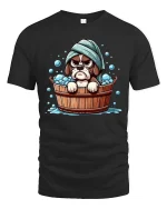 Grumpy Dog Bath T-Shirt Funny Cute Puppy Bath Time Tee - black t-shirt on white background