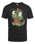 Cute Dinosaur With Glasses T-Shirt Funny Dino Cartoon Tee - black t-shirt on white background