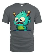 Cute Alien Monster T-Shirt Funny Cartoon Creature Tee - gray t-shirt on white background