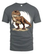 T-Rex Dinosaur T-Shirt Cool Jurassic Dino Graphic Tee - gray t-shirt on white background