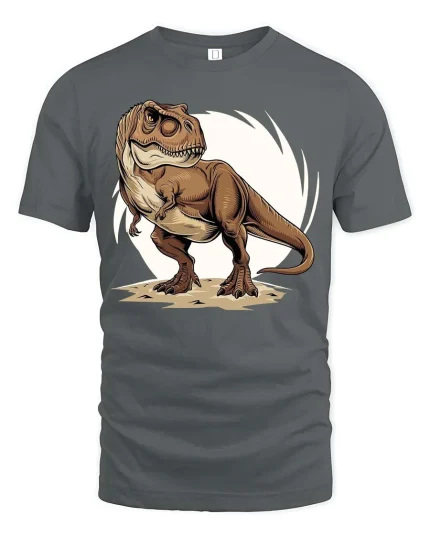 T-Rex Dinosaur T-Shirt Cool Jurassic Dino Graphic Tee - gray t-shirt on white background