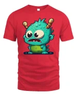 Cute Alien Monster T-Shirt Funny Cartoon Creature Tee - red t-shirt on white background