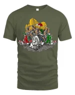 Vintage Scooter Riders T-Shirt Urban Street Vespa Style - military green t-shirt on white background