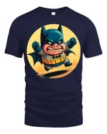Angry Pig Superhero T-Shirt Funny Comic Animal Hero Tee - navy t-shirt on white background
