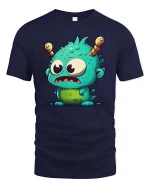 Cute Alien Monster T-Shirt Funny Cartoon Creature Tee - navy t-shirt on white background