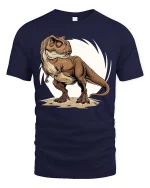 T-Rex Dinosaur T-Shirt Cool Jurassic Dino Graphic Tee - navy t-shirt on white background
