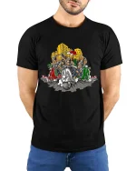 Vintage Scooter Riders T-Shirt Urban Street Vespa Style - model wearing black tee with hands behind back
