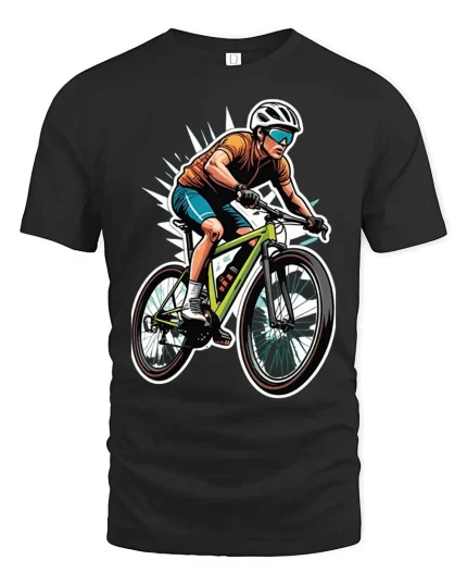 Mountain Bike Rider T-Shirt Cycling Sports Graphic Tee - black t-shirt on white background