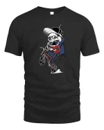 Funny Skeleton BMX Rider T-Shirt Cool Skull Bike Graphic Tee - black t-shirt on white background