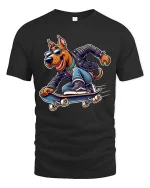Cool Skateboarding Dog T-Shirt Funny Skater Graphic Tee - black t-shirt on white background