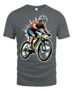 Mountain Bike Rider T-Shirt Cycling Sports Graphic Tee - gray t-shirt on white background