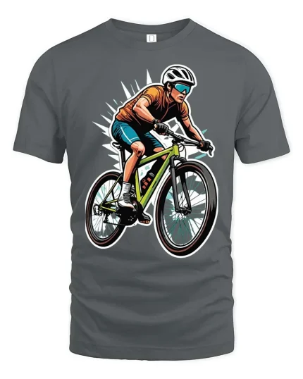 Mountain Bike Rider T-Shirt Cycling Sports Graphic Tee - gray t-shirt on white background
