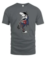 Funny Skeleton BMX Rider T-Shirt Cool Skull Bike Graphic Tee - gray t-shirt on white background