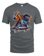 Cool Skateboarding Dog T-Shirt Funny Skater Graphic Tee - gray t-shirt on white background