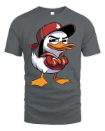Cool Duck Streetwear T-Shirt Funny Cartoon Graphic Tee - gray t-shirt on white background